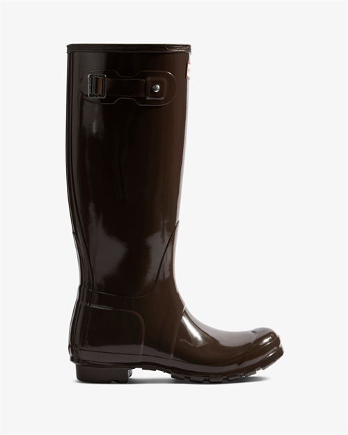 HUNTER WOMENS ORIGINAL TALL GLOSS BOOT CHOCOLATE BROWN
